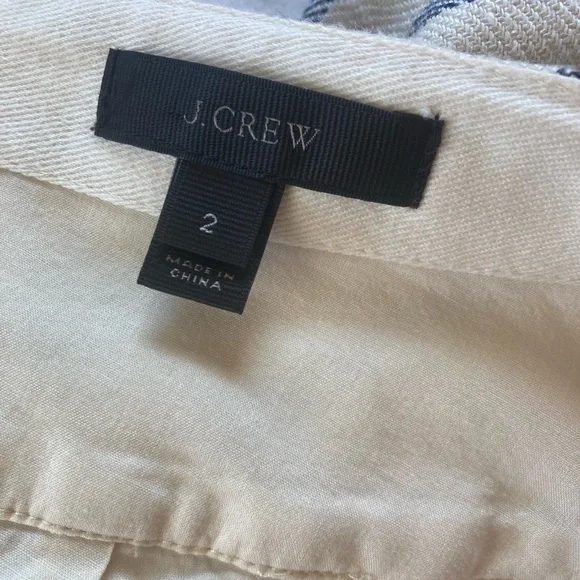 J. Crew Size 2 Linen and Cotton Blue and Off White Skirt Beach Summer Spring - Picture 4 of 5